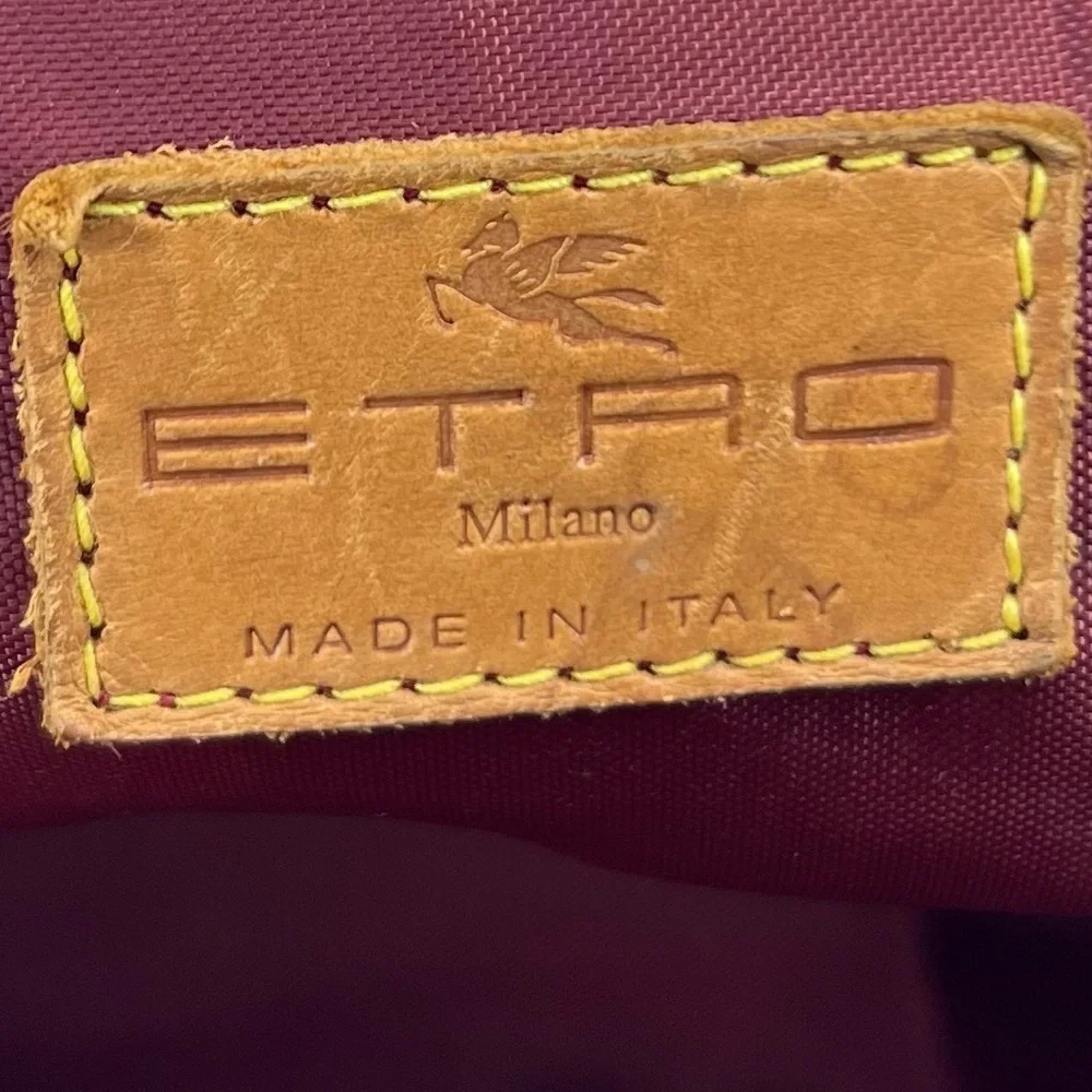 Etro‎ Burgundy Paisley Milano Genuine Leather Alma Style Purse Handbag